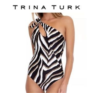 Trina Turk vivant Women's one shoulder one piece swimsuit size 14